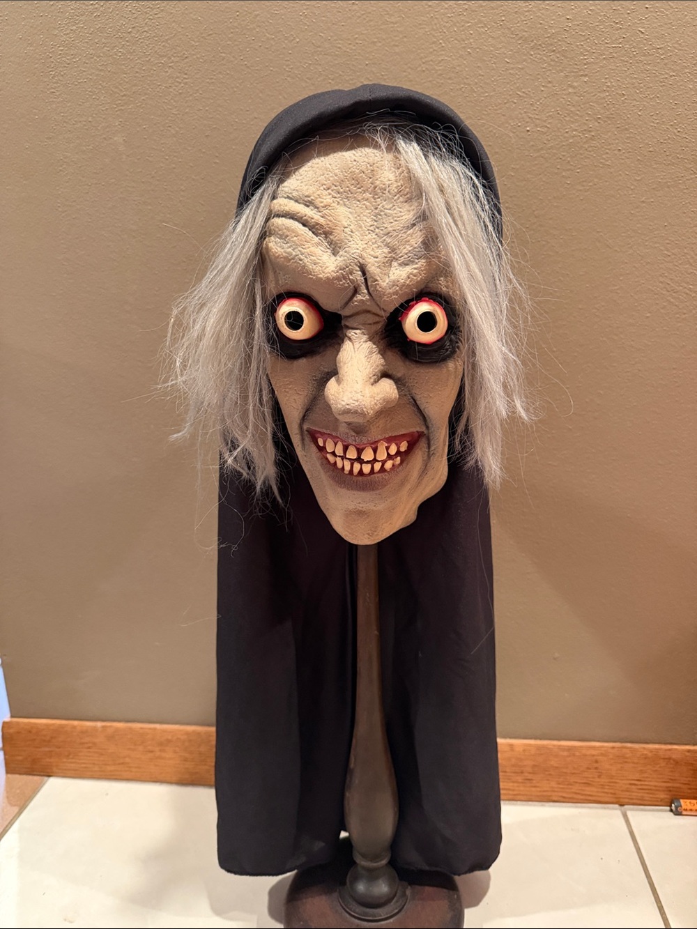 Vintage 1998 Halloween Mask Paper Magic Group Halloween Latex Mask Hooded Witch